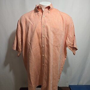 Jos A Bank Travelers 100% Linen Shirt Mens Size 2XL XXL Peach Salmon Button Down